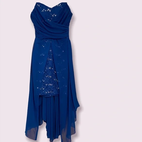 City Triangles Royal Blue Sequin Strapless Dress - Picture 9 of 11